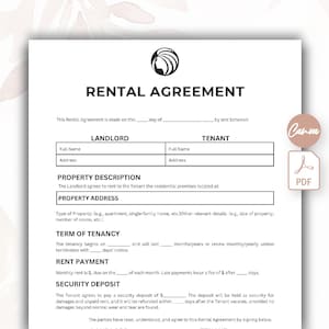 Basic Rental Agreement Template, Simple Rental Agreement Fillable, Fillable Rent Contract, Printable Landlord Forms, Editable Lease Contract