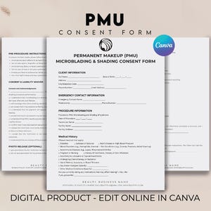 Formularze makijażu permanentnego, formularz zgody PMU, konsultacja makijażu, konsultacja makijażu, formularz różu do ust, pakiet formularzy biznesowych dla kosmetologów