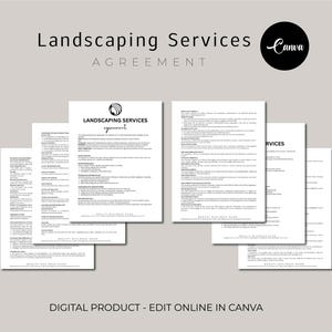 Editable Landscaping Contract Template, Lawn care Contract, Garden Care Agreement, Professional Landscaping Business Services Agreement