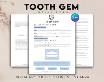 Tooth Gem Consent Form, Tooth Gem Consultation Forms, Tooth Gem Waiver, Esthetician Forms, Receipts and Invoice, Tooth Gem Intake Form