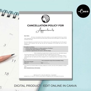 Cancellation Policy Form, Body Shaping, Fat Dissolving Forms, Consent Form, Editable Esthetician Forms, Canva Templates, Invoice & Receipts