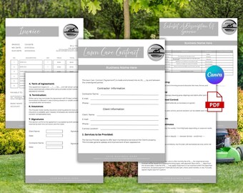 Contrat modifiable d'entretien de la pelouse, Modèle de contrat d'entretien de la pelouse, Contrat de tonte de pelouse, Contrat d'entretien de la pelouse saisonnier, Contrat d'entretien du jardin, Canva
