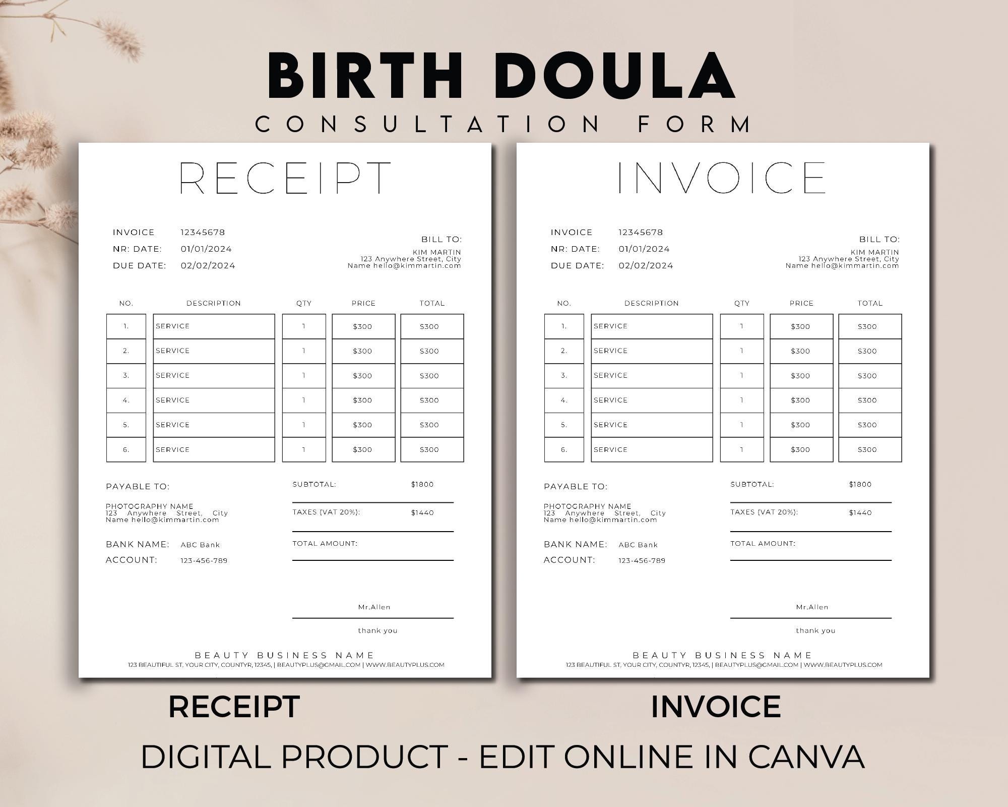 Doula Client Intake Forms Bundle, Birth Doula Contract Forms ...