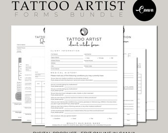 Tattoo Artist forms bundle - Editable!, Tattoo Consent Form, Tattoo Artist Business Forms, Tattoo Consent Document,Tattoo Intake Form.