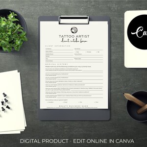 Tattoo Artist forms bundle - Editable!, Tattoo Consent Form, Tattoo Artist Business Forms, Tattoo Consent Document,Tattoo Intake Form. image 7
