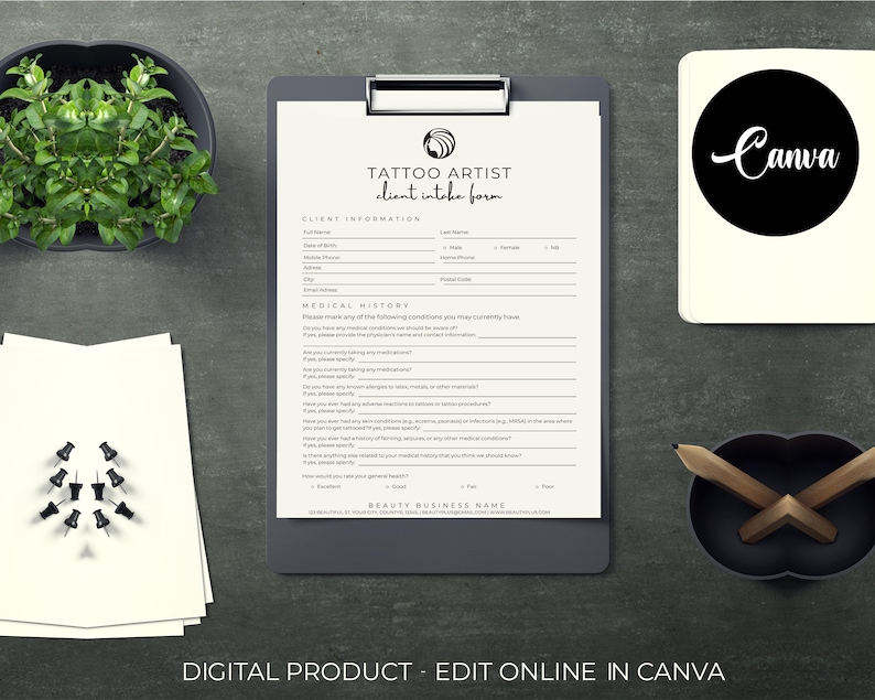 Tattoo Artist forms bundle - Editable!, Tattoo Consent Form, Tattoo Artist Business Forms, Tattoo Consent Document,Tattoo Intake Form. image 7