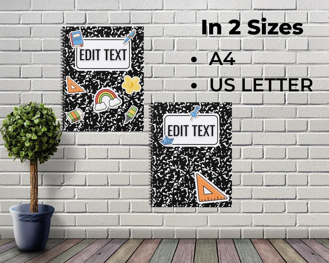 Editable Classroom Labels or Name Tags for School: Composition Notebook ...