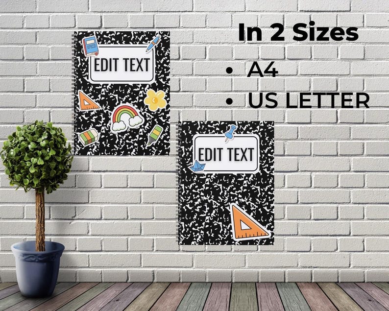 Editable Classroom Labels or Name Tags for School: Composition Notebook ...