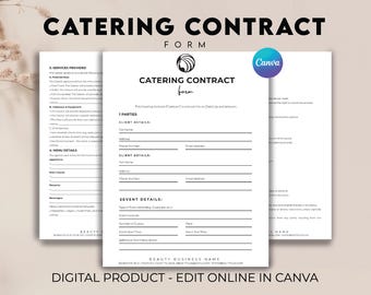 Catering Contract Template, Catering Order Form, Catering Service Form, Catering Business Contract, Catering Service Contract, Invoice