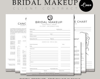 Bridal Makeup Artist Contract, Bridal Hair Contract, Bridal Party Hairstyling Service Agreement Template, Wedding Hair and Makeup Forms