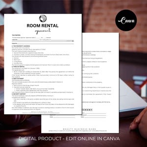 Editable Room Rental Agreement Template, Roommate Room Rental Agreement, Editable Room Tenancy Agreement, Rent Room, Room Rental Contract