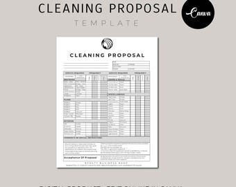 Cleaning Proposal Template, Editable Cleaning Service Proposal, Estimate Template, Cleaning Checklist, Janitorial Service, Canva Templates
