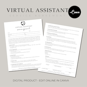 Dienstvertrag für virtuellen Assistenten, freiberuflicher Vertrag für virtuellen Assistenten, bearbeitbarer Vertrag für virtuellen Assistenten, Vertrag für persönlichen Assistenten