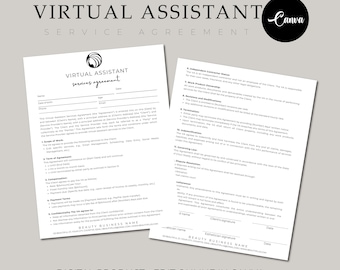 Dienstvertrag für virtuellen Assistenten, freiberuflicher Vertrag für virtuellen Assistenten, bearbeitbarer Vertrag für virtuellen Assistenten, Vertrag für persönlichen Assistenten
