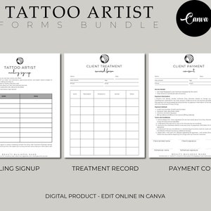 Tattoo Artist forms bundle - Editable!, Tattoo Consent Form, Tattoo Artist Business Forms, Tattoo Consent Document,Tattoo Intake Form. image 5