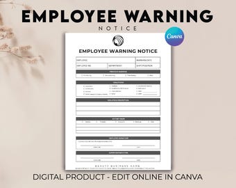 Employee Warning Notice Template, Employee Disciplinary Form, Employee Write Up, Employee Performance, Suspension Notice, Employee Violation