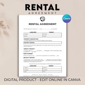 Basic Rental Agreement Template, Simple Rental Agreement Fillable, Fillable Rent Contract, Printable Landlord Forms, Editable Lease Contract