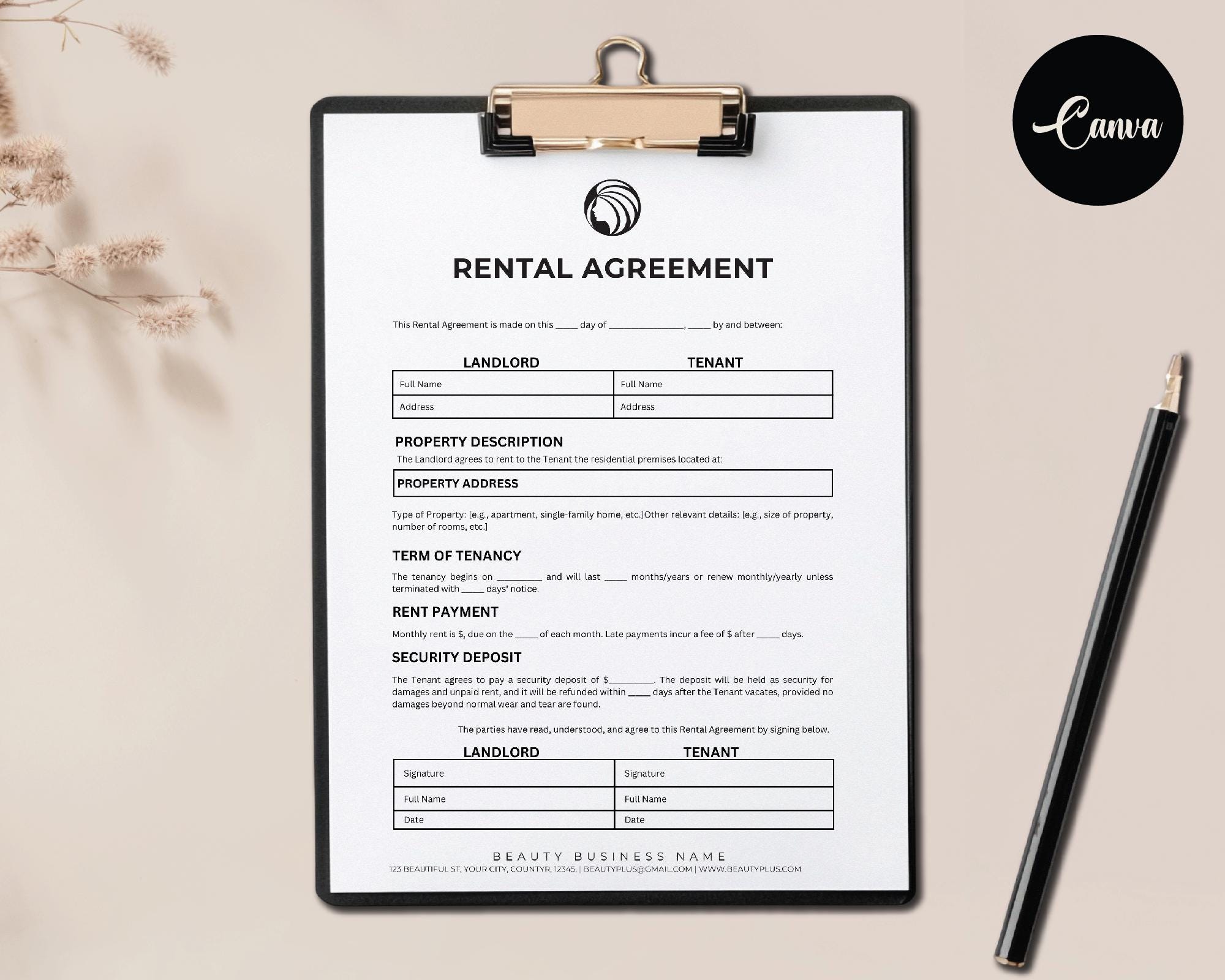 Basic Rental Agreement Template, Simple Rental Agreement Fillable ...