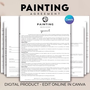 Professional Painting Contract Agreement, Painting Contractor, Painting Agreement, Invoice Template, Residential Painting Service Contract