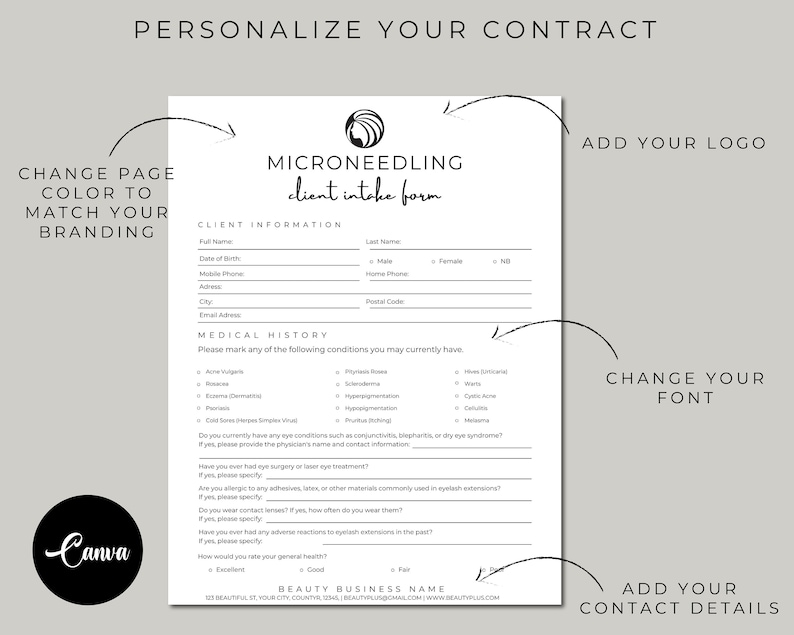 Microneedle Form, Microneedle Consent, Microneedling Aftercare ...