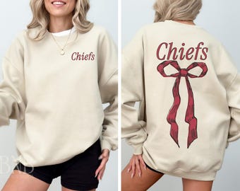 Kansas City Football Sweatshirt, Vintage Coquette Bow, Girly Fan Gear