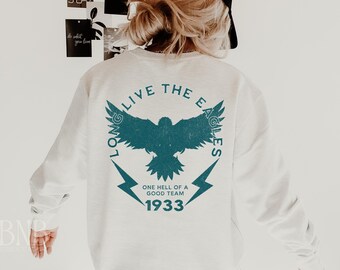 Bluza Philadelphia Eagles, okrągły dekolt w stylu retro dla kibica futbolu amerykańskiego