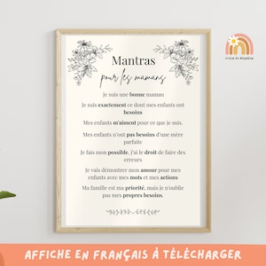 Mantras for Mom Poster - Positive Affirmations, Well-being and Self-Confidence for Mom, Being a Good Mom, Positive Mantras for Mom