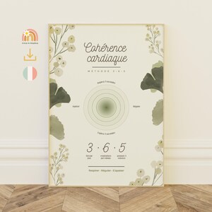 Heart Coherence Poster – 365 Breathing Method, Mental Wellbeing Poster in French, Anti-Stress Poster, Anxiety Management