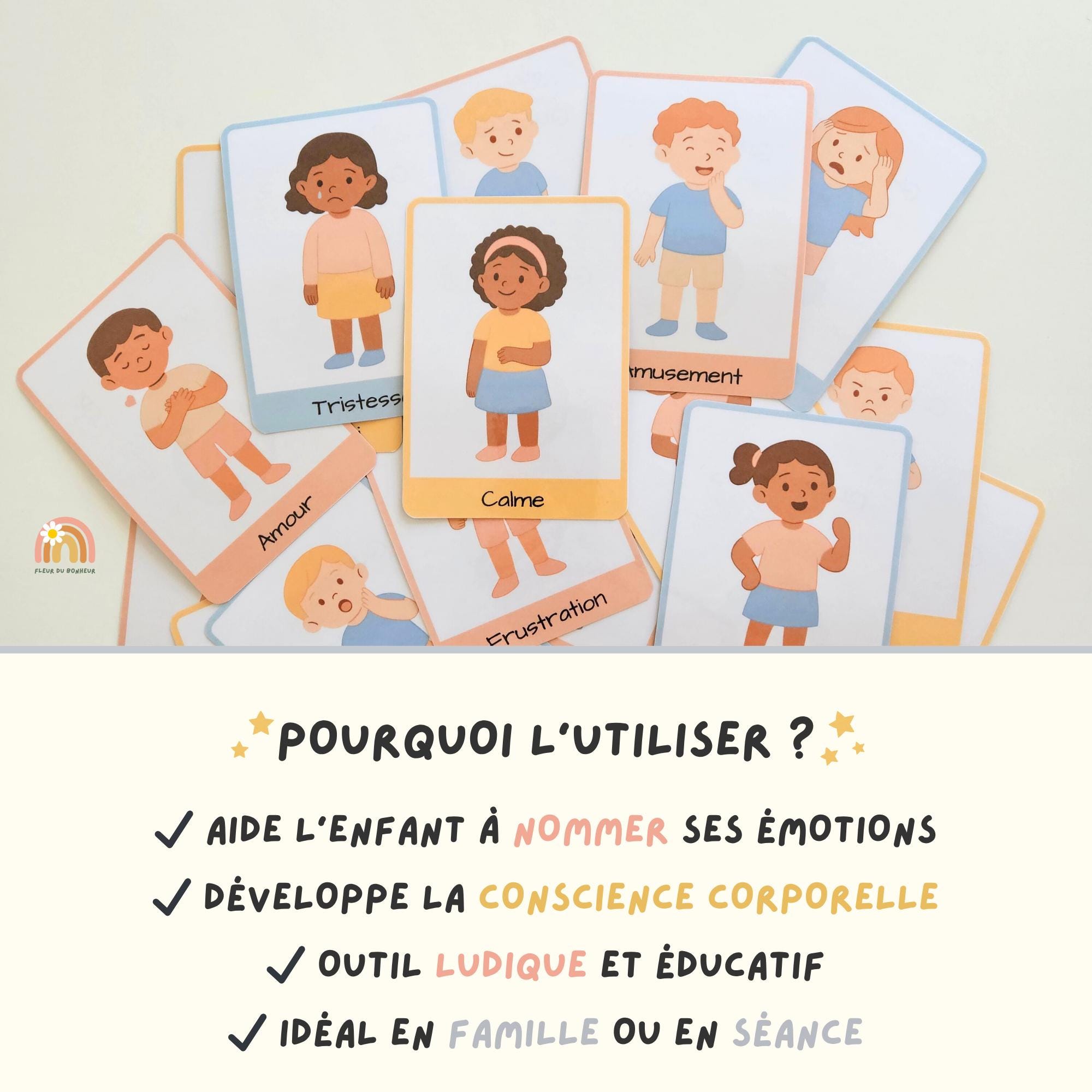 32 Cartes éducatives Des émotions Pour Enfants – Illustrées, Pour Apprendre L'empathie Et La Communication, Dès La Maternelle