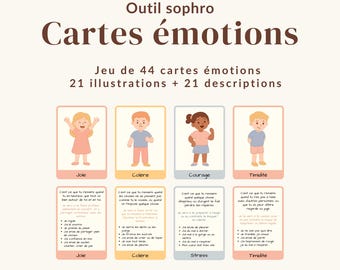 Printable children's emotion cards, French children's emotion game, emotional education, sophrology tool, psychologist, parents, teacher