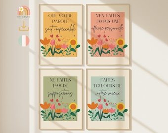 Printable Four Agreements Poster – Set of 4 Toltec Agreements posters, Personal Development, Spirituality, Well-being