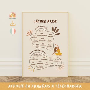 Affiche Lâcher Prise : Gérer ses émotions, Ce que je contrôle et ne contrôle pas, Mindset et développement personnel, Affiche thérapeute