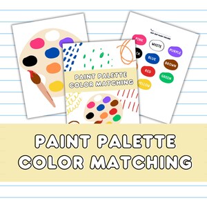 Paint Palette Color Matching, Printable Activity, Color Worksheet, Preschool Printable, Color Matching, Color Activity, Learning Colors