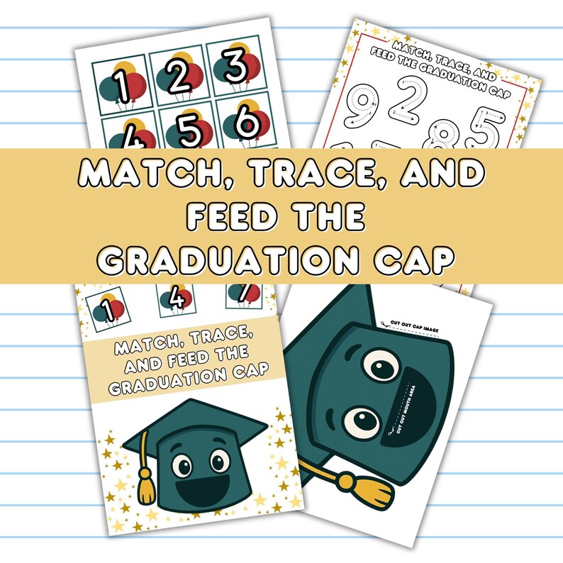 Match Trace and Feed the Graduation Cap, Printable Activity, Number ...