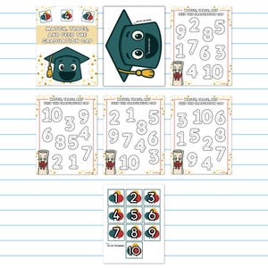 Match Trace and Feed the Graduation Cap, Printable Activity, Number ...