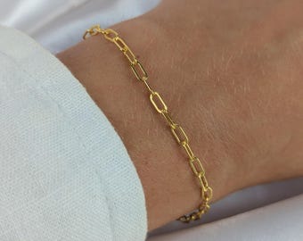 14k Gold Filled Paperclip Chain Bracelet, Dainty Gold Bracelet, Gold Chain Bracelet, Minimalist Jewelry