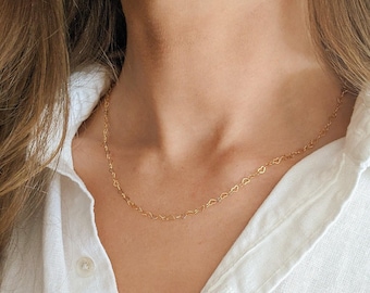 14k Gold-Filled heart chain Necklace, Hypoallergenic, chained heart necklace, Toddler necklace, waterproof chain, best friend gift.