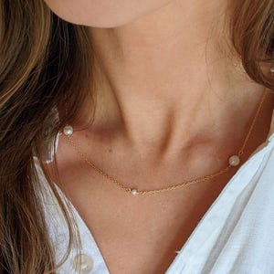 14k Gold-Filled Chain Freshwater Pearl Necklace, Anti Tarnish Chain, Bridal jewelry gift, pearl jewelry for women, bridesmaid gift.