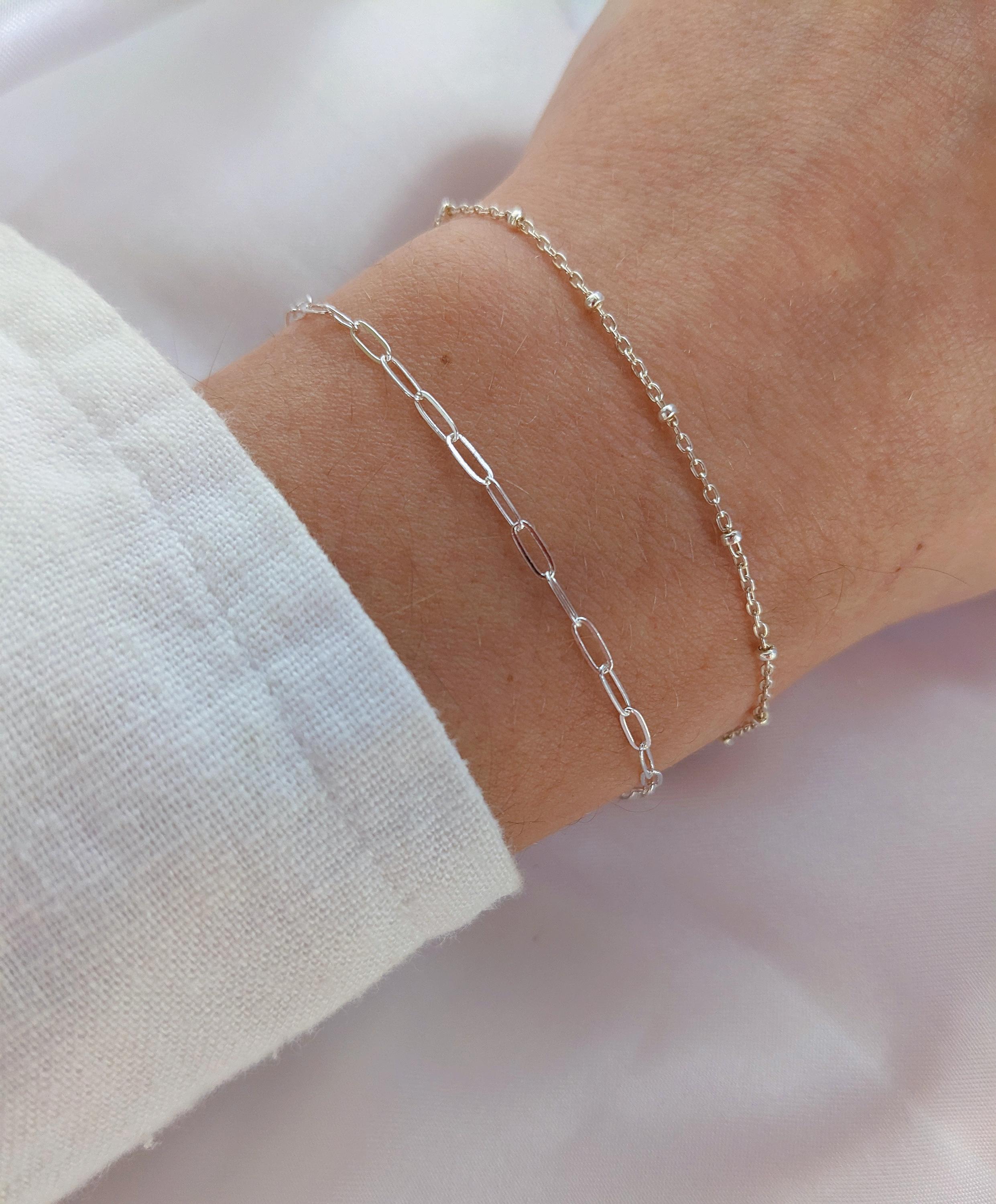 Sterling Silver Paperclip Chain Bracelet | Dainty 925 Link