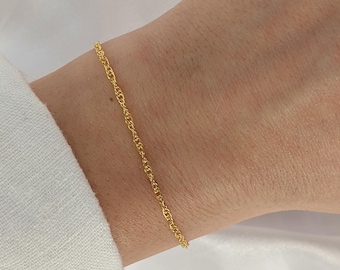 14k Gold-Filled Rope Chain Bracelet, Luxury Twisted Chain, Dainty Gold Jewelry for Women, Minimalist Bridesmaid Bracelet Gift, Gift for Her