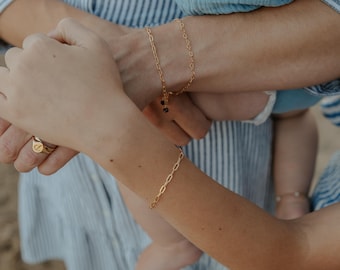 14k Gold Filled Paperclip Mommy and Me Matching Bracelets, Mother Daughter Jewelry, Personalized Baby Shower Gift, Gift for New Mom and Baby