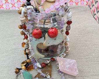 Joyas misteriosas de piedras preciosas en vidrio, 10 piezas, joyería natural con cristal en bruto, cristales, estilo brujería, piedras curativas sorpresa, piedras naturales, tarro de joyería