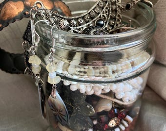 Mystery Schmuckglas "Boho 70er Jahre" warme Farben , Einzelstück, Vintage Jewelry Jar, Schmuck Geschenk für Sie