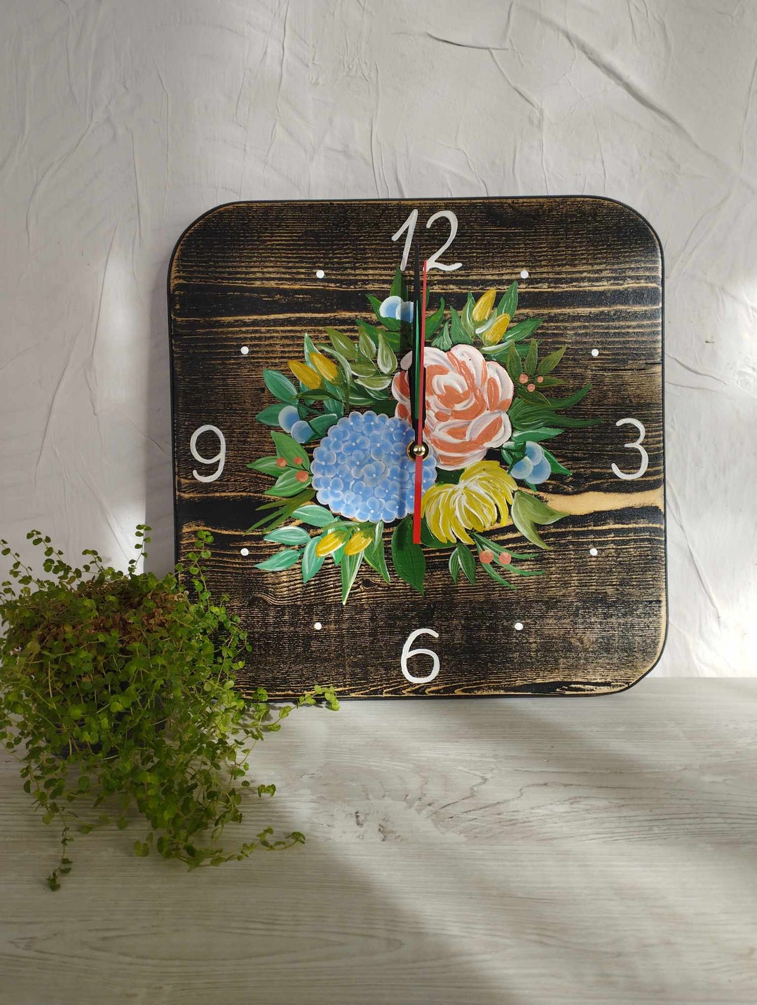 Wood Clock With Acrylic Pain - Etsy