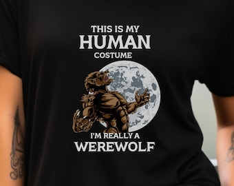 Werewolf Human Costume T-Shirt: Funny Unisex Teen Gift