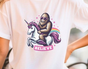 Bigfoot riding a Unicorn Shirt Funny Unicorn Shirt Funny Bigfoot Shirt for Women Bigfoot shirt for teen Bigfoot shirt for men Unisex
