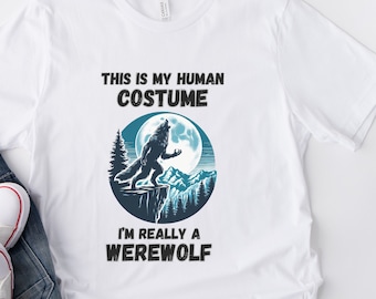 Werewolf Human Costume T-Shirt: Funny Teen Unisex Tee