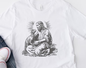 Funny Jesus Holding Dinosaur T-Shirt: Offensive Humor Graphic Tee