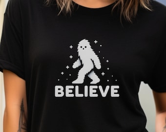 Cute Abominable Snowman shirt "believe"  Adorable Yeti graphic Shirt Yeti graphic Shirt Unique gift idea Cool Yeti tee Shirt for her Unisex