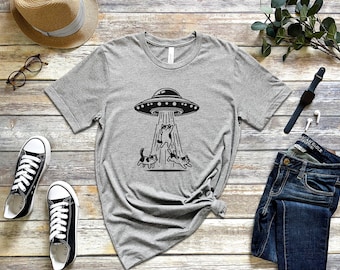 Camiseta divertida de gato OVNI: camiseta de abducción extraterrestre para amantes de los gatos